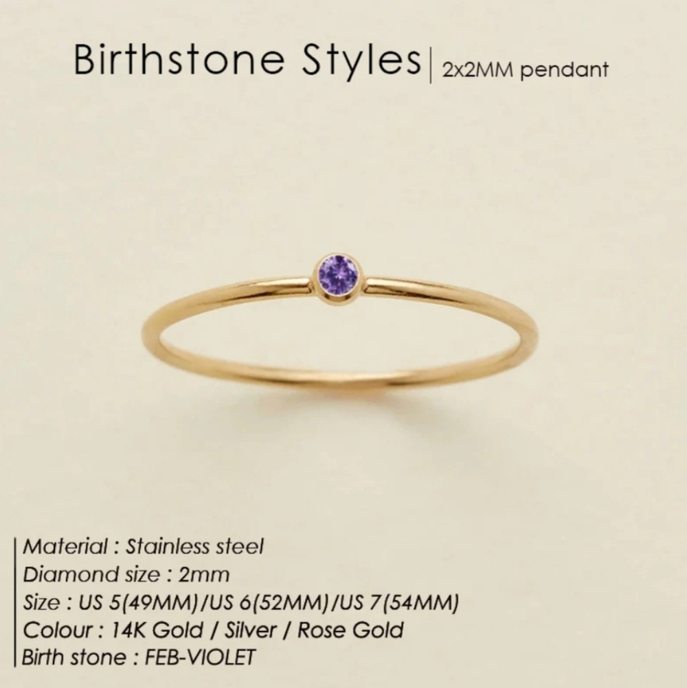 NWT Louise Carter Dainty Birthstone Ring Violet February Size 7